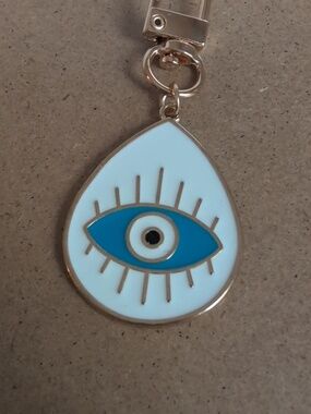 Chic Gold and Blue Eye Bag Charm /Zipper Pull